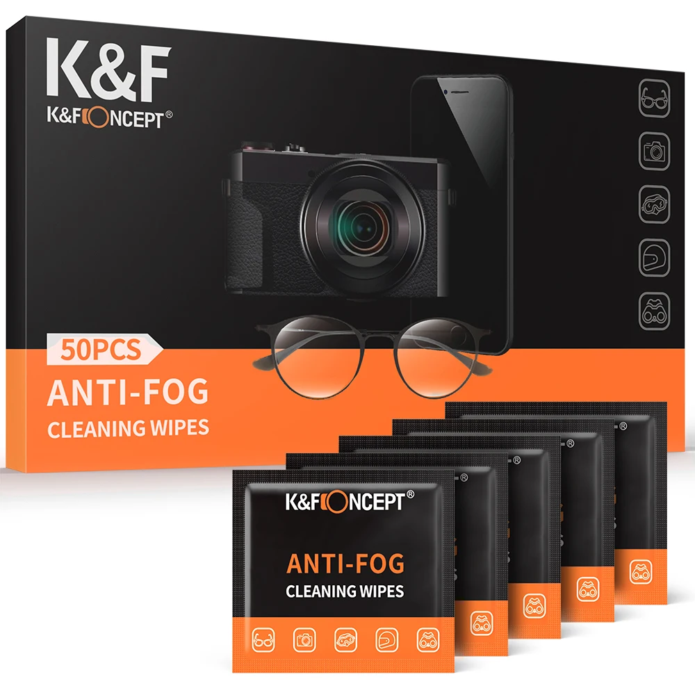 

K&F Concept 50/120pcs Lens Cleaning Wipes Individually Wrapped Eyeglasses Cleaner Wipes Anti Fog Wipes for Glasses Camera Lens