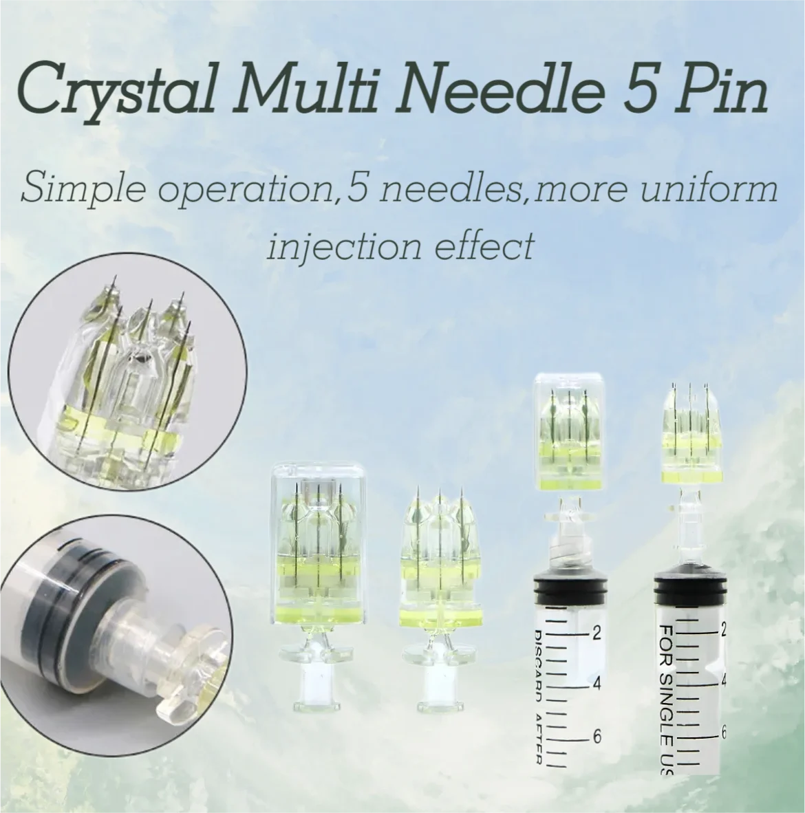 

5pcs Korea Crystal Multi Needle Mesotherapy Multi-Needles Injector Gun 5 Pins For Meso Gun Hyaluronic Acid Injection Needle