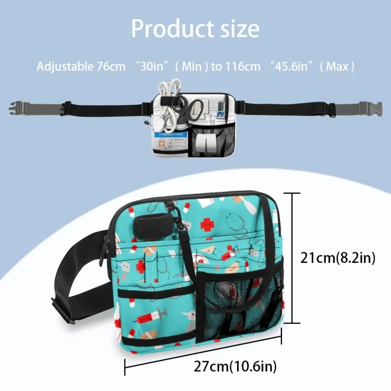 Twoheartsgirl Portable Nurse Fanny Pack for Work Kit Practical Women Waist Bag Large Capacity Nursing Utility Belt Organizer Bag