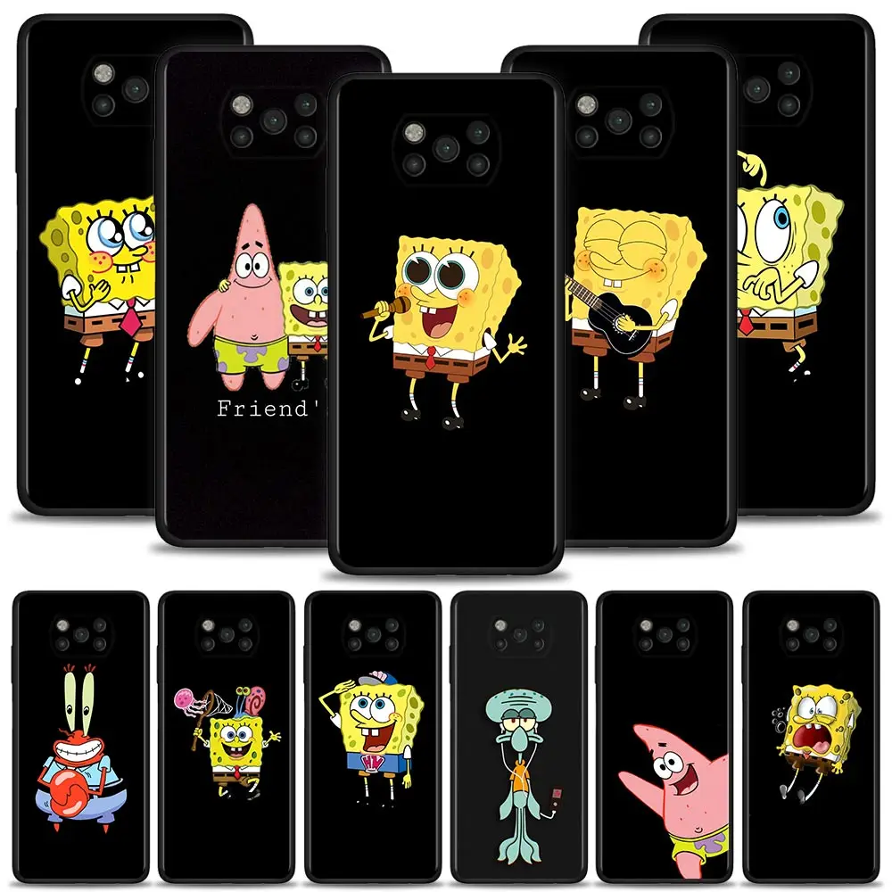 

SpongeBob Patrick Star Black Style For Xiaomi Poco X3 X4 NFC X3 Pro M3 M4 Pro F1 F3 Case for Mi 12 10T Pro 11T 11 10T Lite 9T