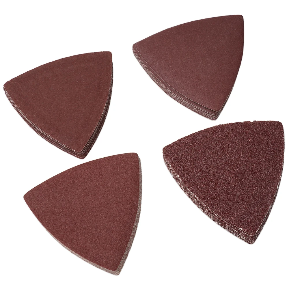 40pcs 80mm Hook And Loop Triangle Sandpaper Sanding Disc  60 120 180 240 Grit Fit 3-1/8 Inch Oscillating Multi Power Tool