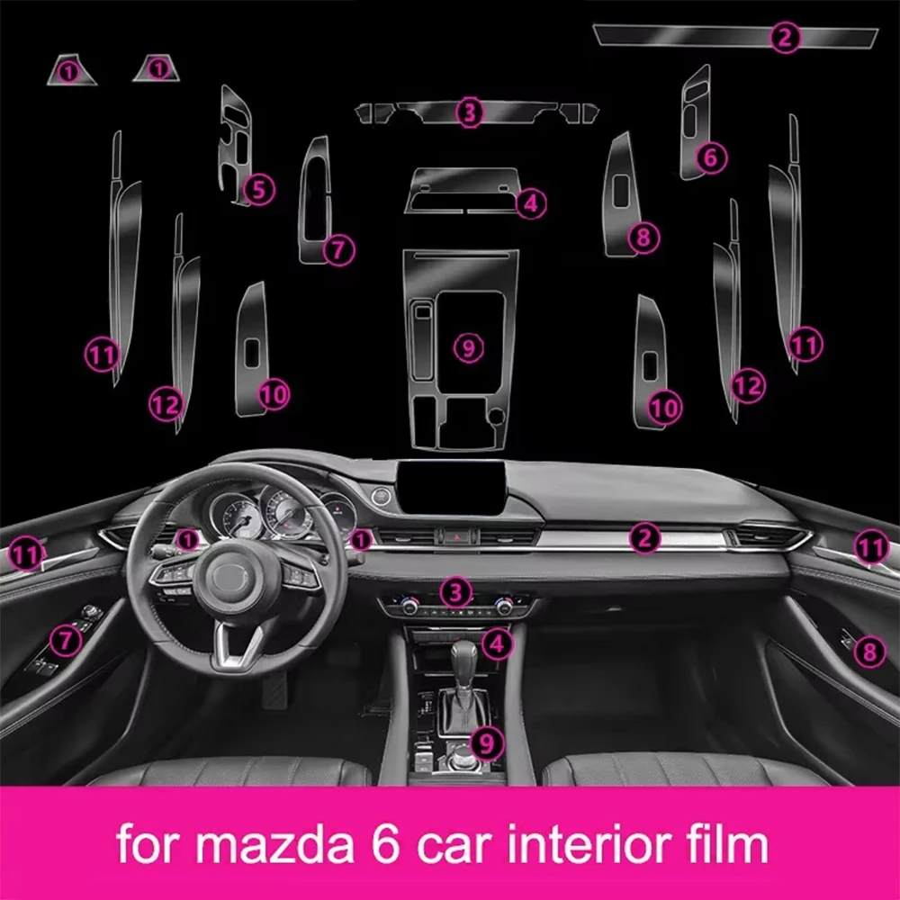

Для Mazda 6 Atenza 2020-2023 защитная пленка из ТПУ, внутренняя наклейка, прозрачная центральная консоль, навигатор, дверь шестерни, автомобильные аксессуары