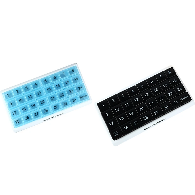 

Органайзер для таблеток, 31 отделение, 1 в день, 4 недели, полный месяц, 31 день