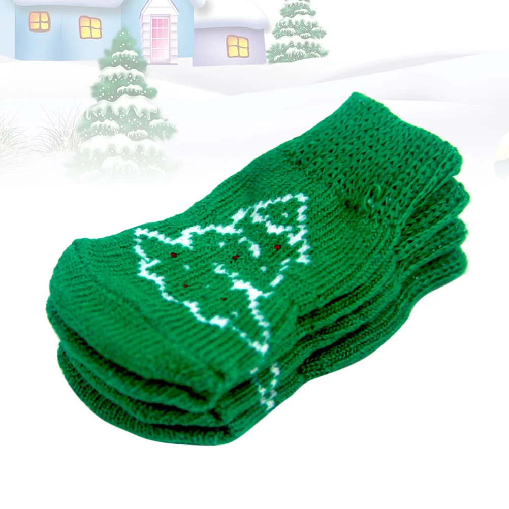 

4pcs Winter Warm Cat Socks Christmas Tree Socks Adorable Stockings Pet Supplies (Size S) For dog