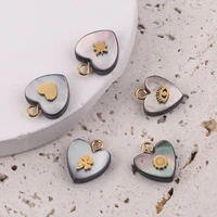 5pcs 1215mm gold heart natural shell stainless steel charms mix eye cover love pendants for diy jewelry making wholesale crafts