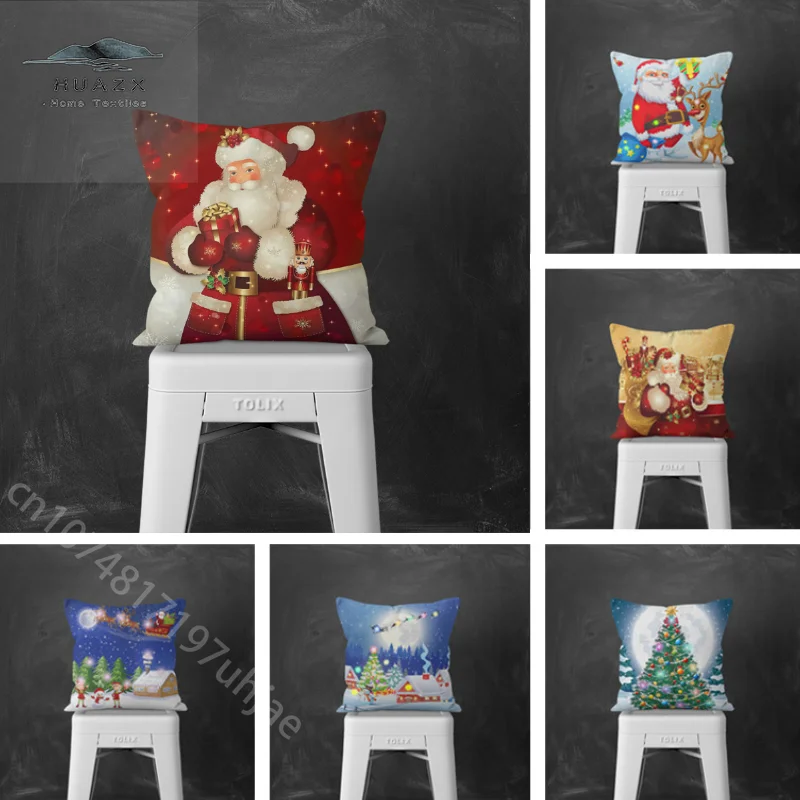 

Santa Claus Print Pillow Case with LED Light Merry Christmas Series Cushion Cover Home Sofa Chair Car Pillow Covers Decorative