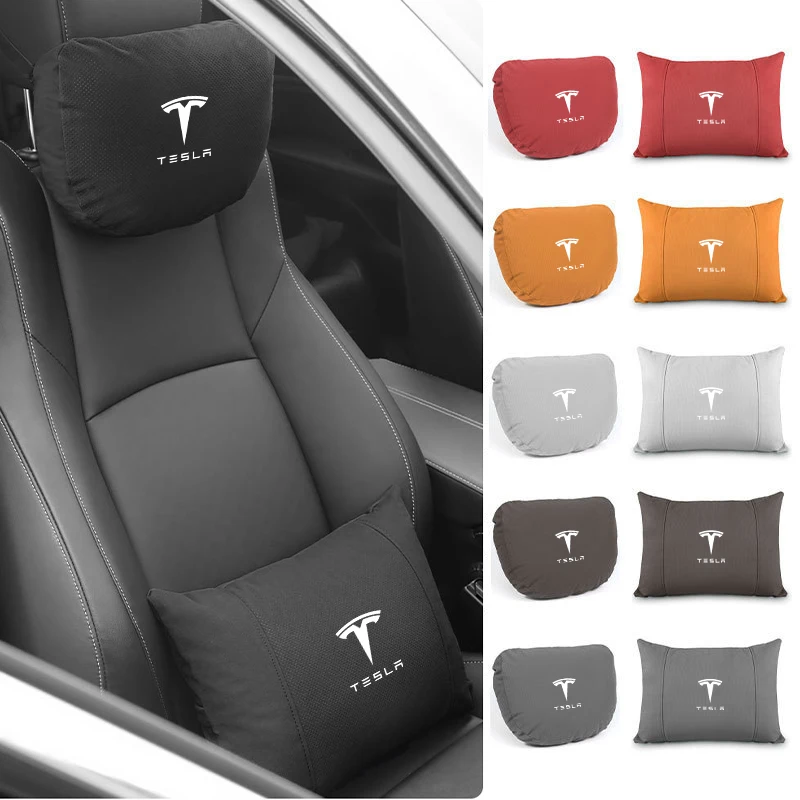 Автомобильная подушка для шеи мягкая замшевая дышащая подголовник поясничная