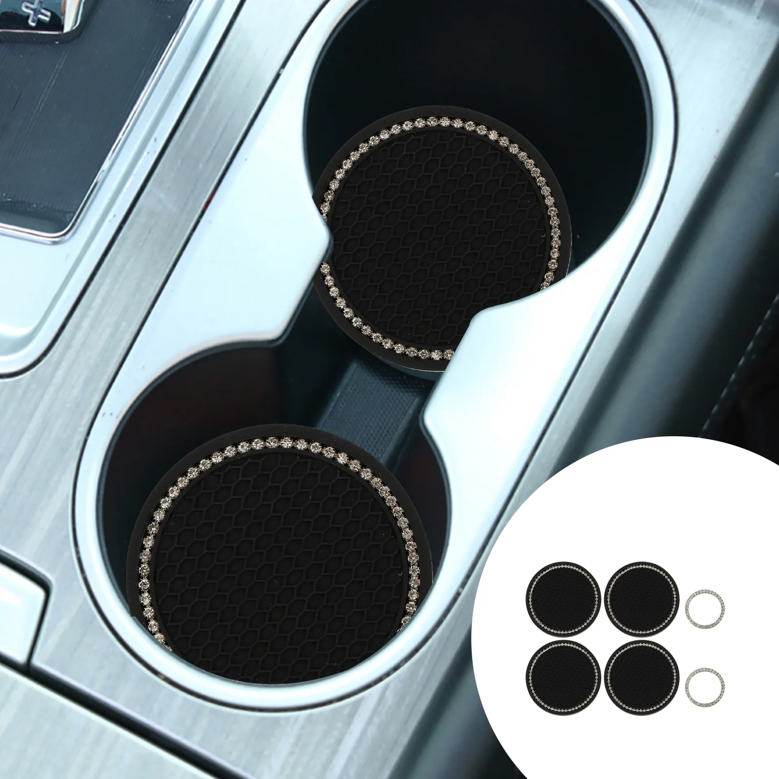 

Car Coaster Decorative Ring Anti-slip Cup Pad Universal Mat Interior Accessories Water Non-slip