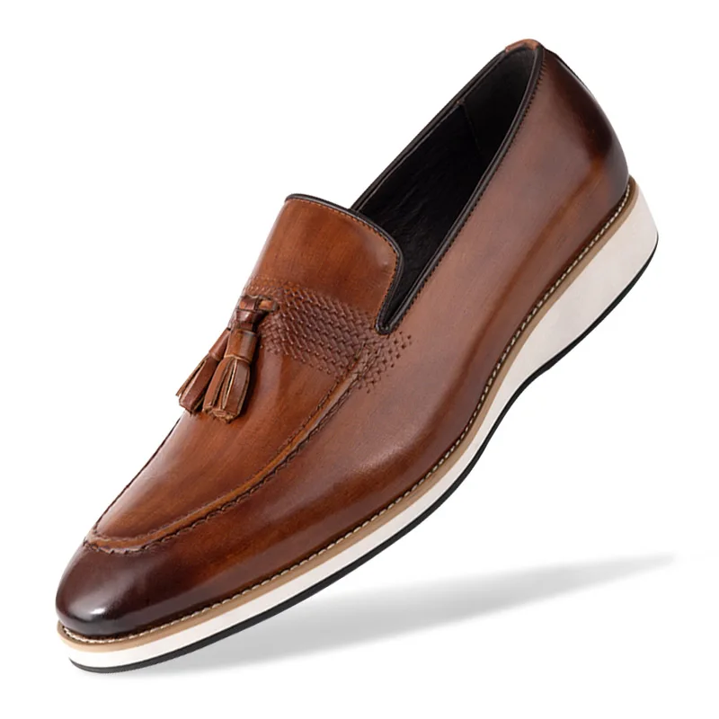 

Men Luxury Bussiness Casual Dress New Loafer Mens Genuine Leather Tassel Homme Sneakers Luxury hoes Loafers Social Chaussure
