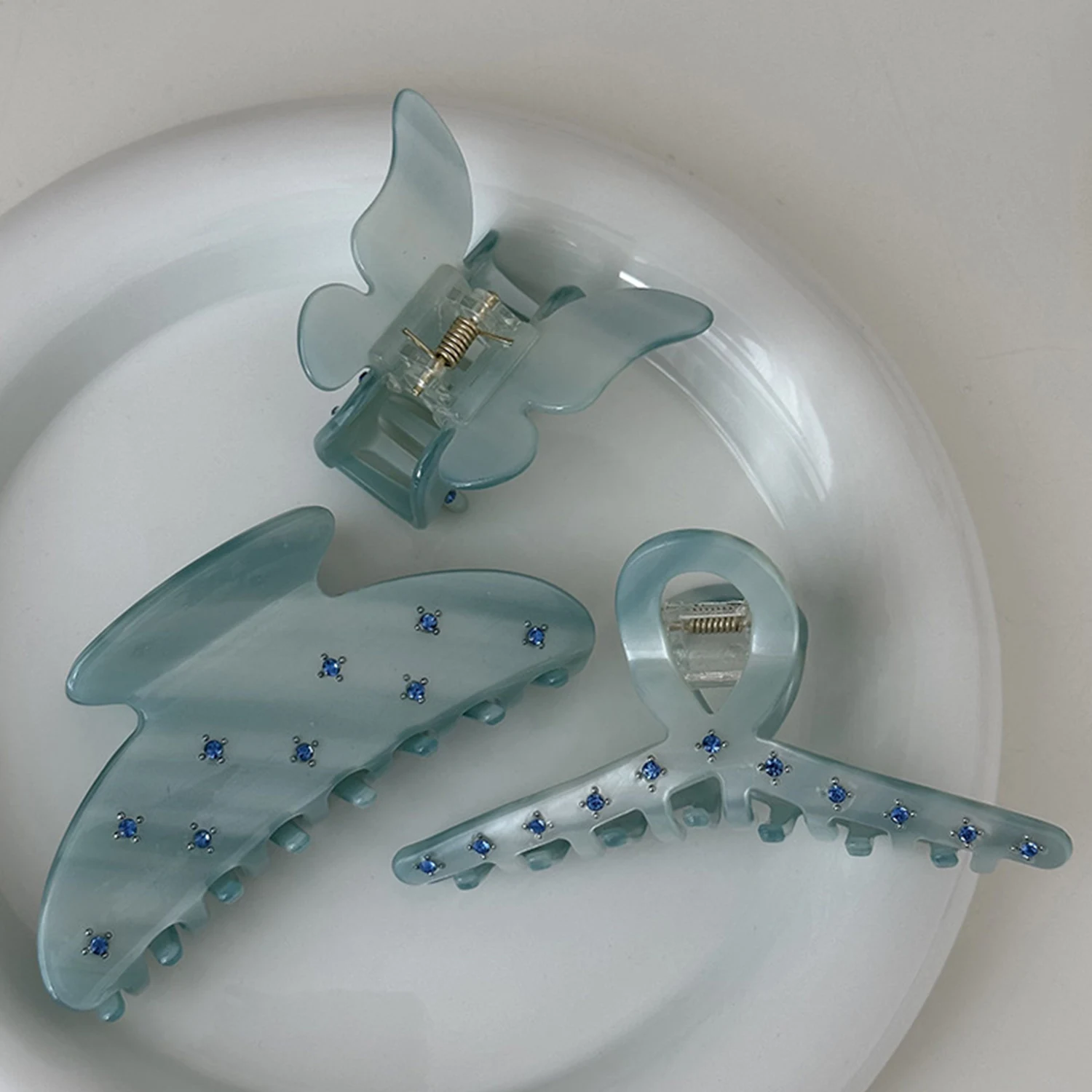 Ful Zircon Acetic Acid Hair Clips For Women Girl Travel Vacation Jewelry Resin Shark Clip New