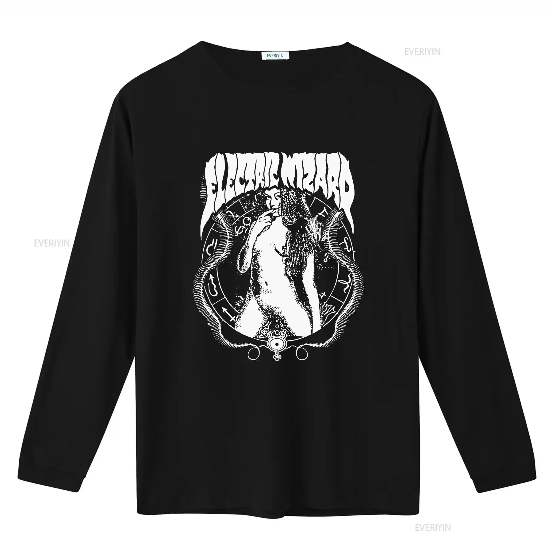 Фото Футболка Electric Wizard, хлопковая, черная, мужская, размеры от S до 5XL, SS935, винтажная, с эффектом потертости, слегка дышащая, удобная, дизайнерская одежда №3