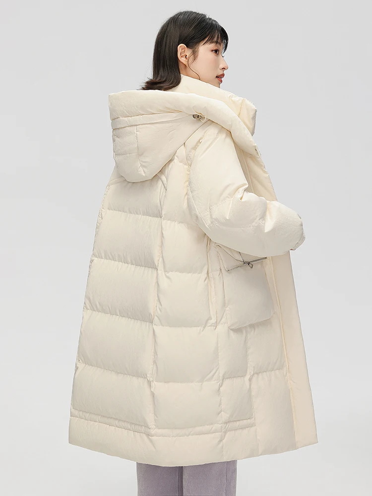 Snow Flng 2024 зимняя простая утолщенная морозостойкая свободная куртка выше колена