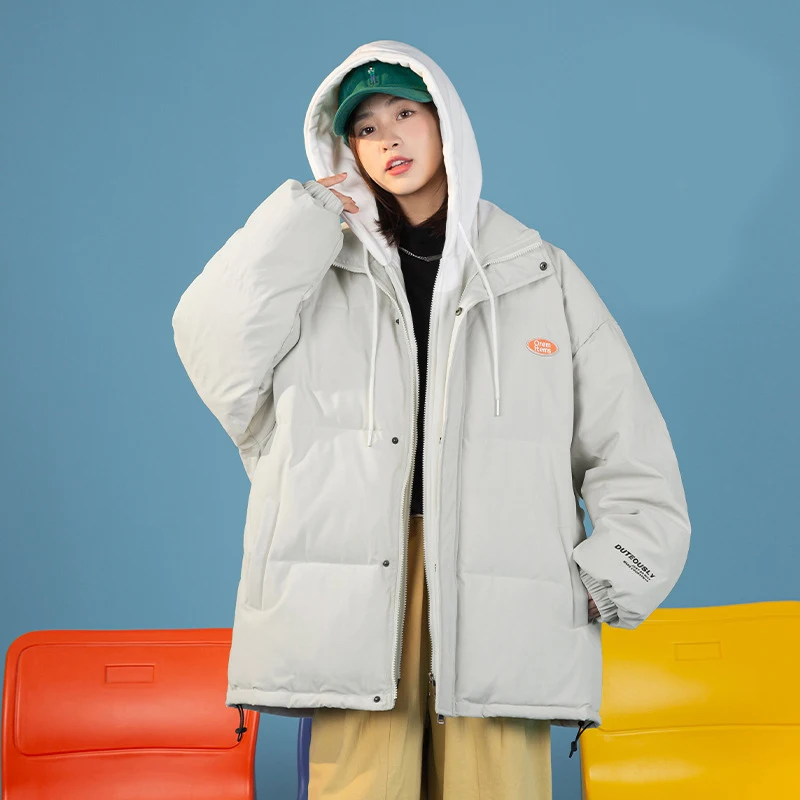 

Women Parker Winter 2022 New Down Cotton Jacket Women Loose Fake Two Bread Clothing Cotton Jacket Hooded Coat