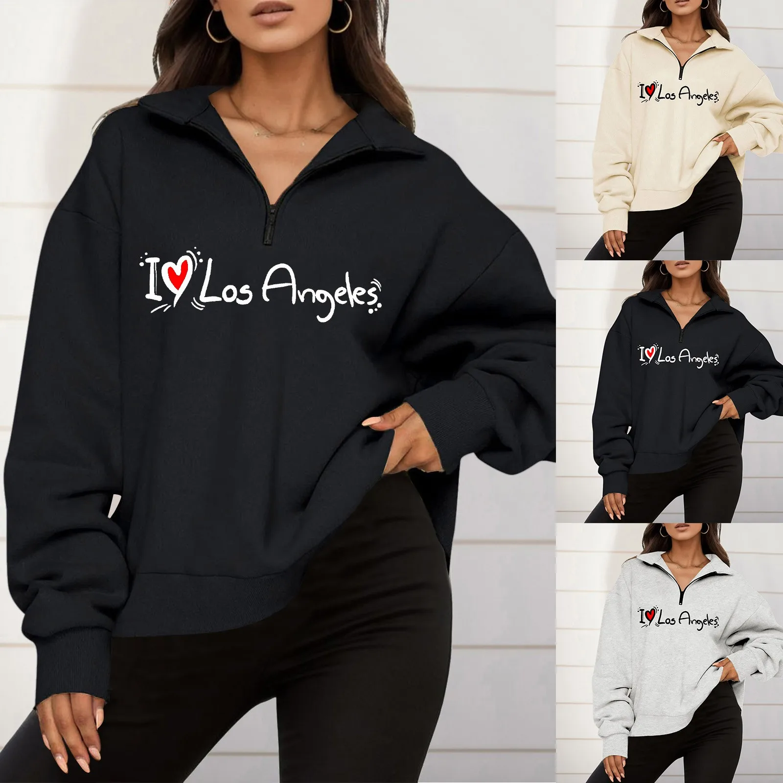 

Women's Oversized Sweatshirt Half Zip Pullover Long Sleeve Sweatshirt Quarter Zip Hoodie Sweater Clothing