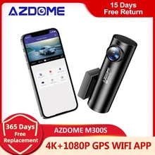 AZDOME M300S Dash Cam 4K+1080P Rear Camera 800MP Lens Built-in GPS WIFI Car DVR Voice Control Car DVR Night Vision