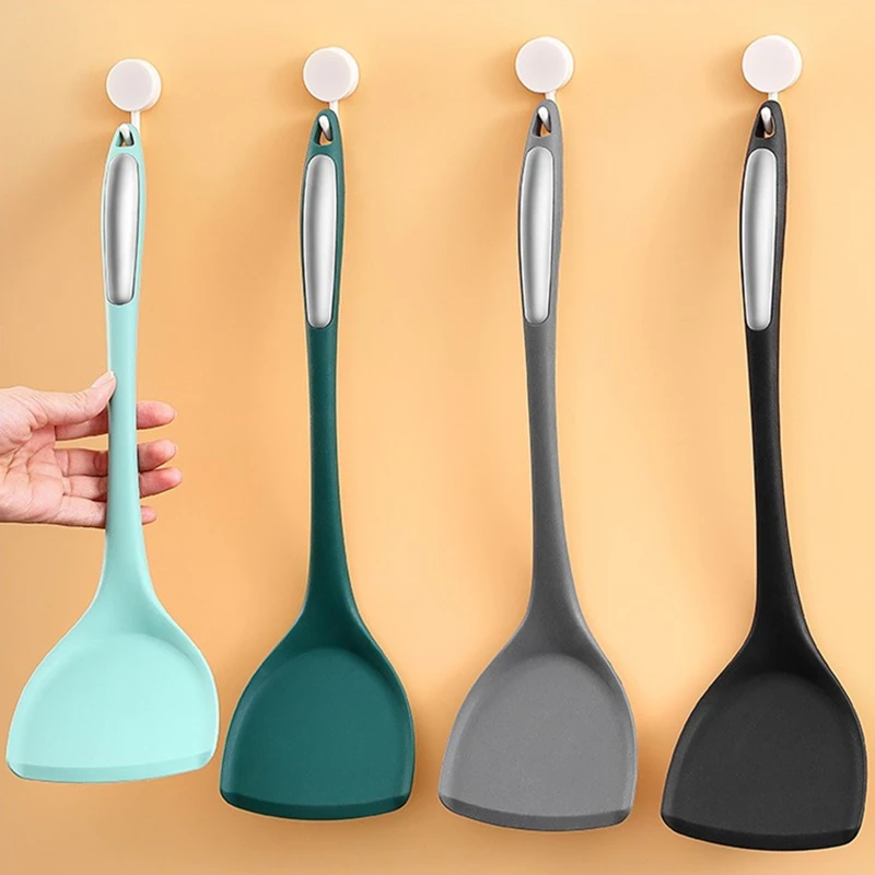 

New Handle Integrated Silicone Spatula Beef Meat Egg Frying Turners Non-Stick Special Wide Pizza Shovel Kitchen Cooking Tools
