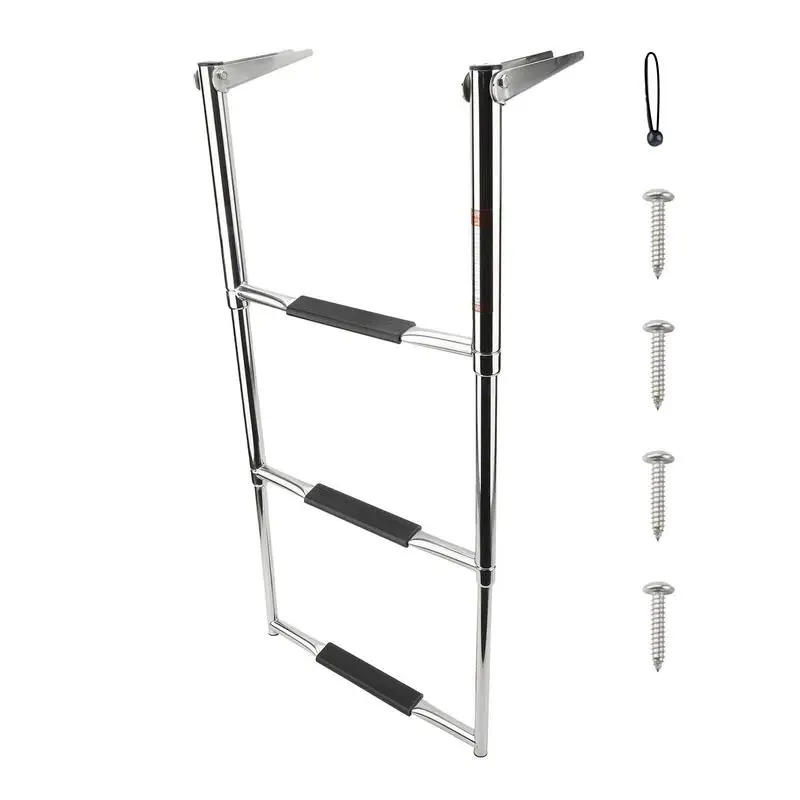 

3 Step Stainless Steel Telescoping Boat Ladder 600 Pound for Swim 3 Step Ladders Capacity for Marine Yacht/Swimming Pool