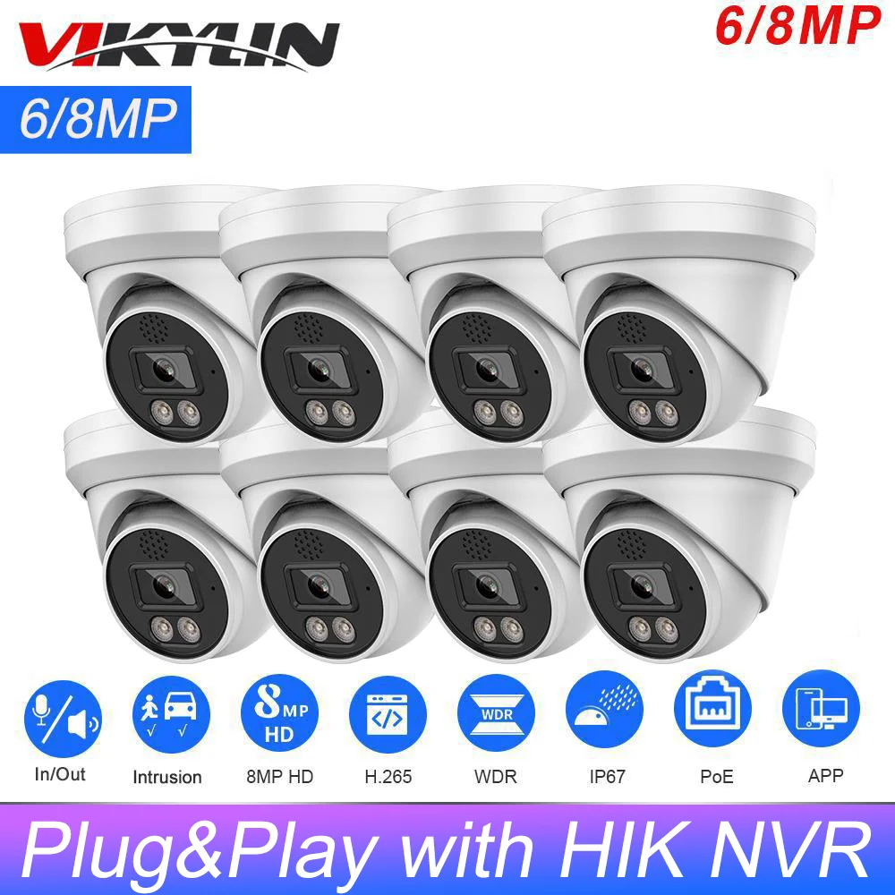 

Vikylin 6MP 8MP ColorVu Hikvision Compatible IP Camera Security Surveillance Network Camera 2-way Audio Plug&Play with HIK NVR