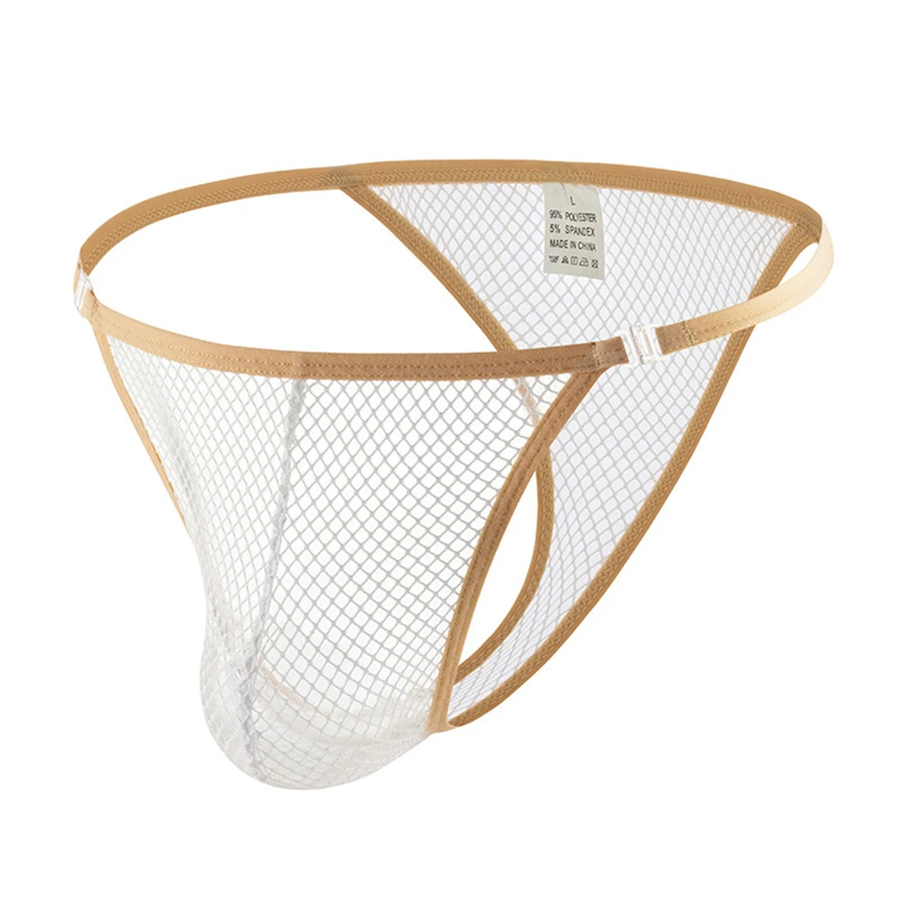 

Men Thin Mesh G-string Breathable Underwear See Through T-back Thongs Bulge Pouch Underpants Transparent Panties Erotic Lingerie