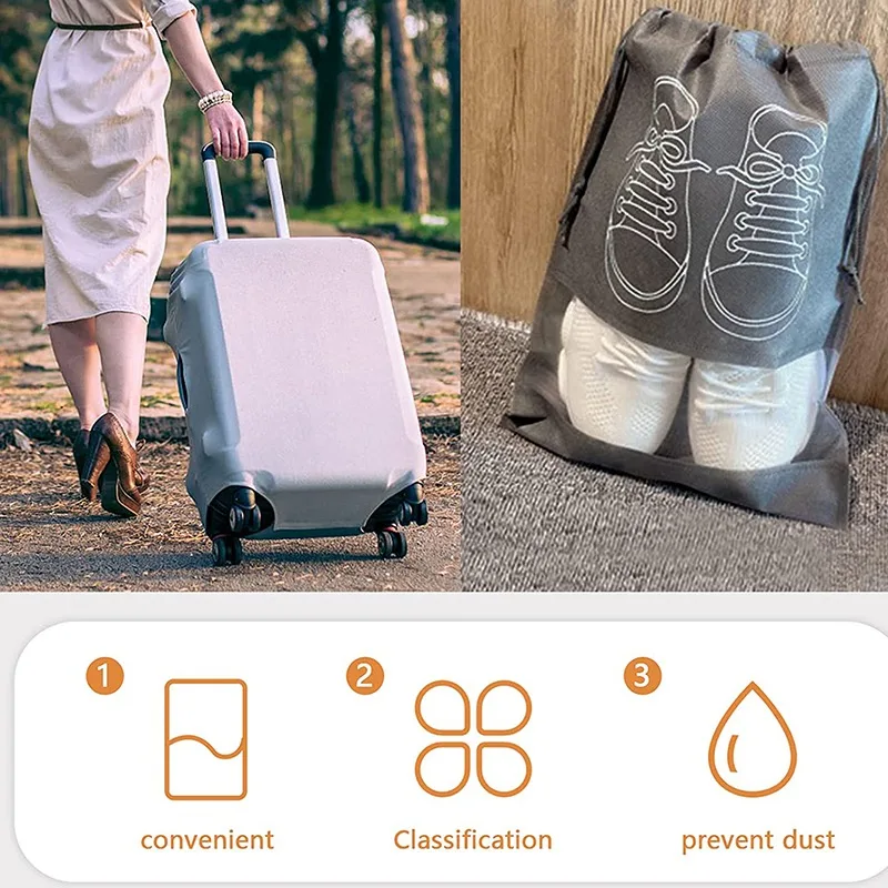 

Shoes Storage Organizer Bags Non-woven Travel Portable Closet Bag Waterproof Pocket Clothing Tranparent Hanging Bag