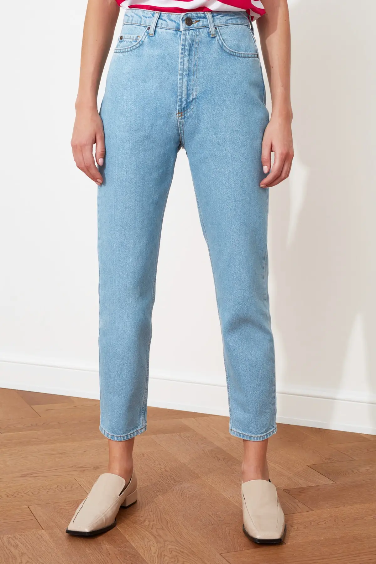 

Blue High Waist Jean Mom Women Jeans 2021