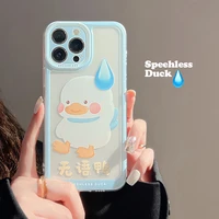 cute duck transparent tpu soft cell protector back cover for iphone 13 pro max 12 mini 11 xr xs max x 7 8 plus girl phone cas