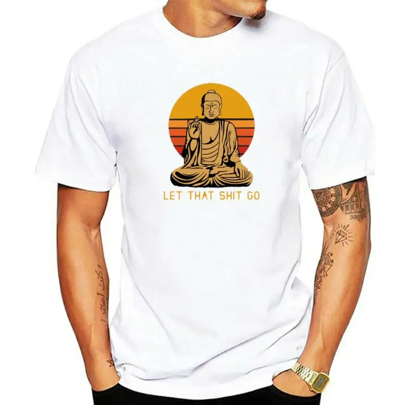 

Unisex Buddha Let That Go Vintage Distressed Vintage Funny Tshirt Men's 100% Cotton Novelty T-Shirt Streetwear Soft Tee