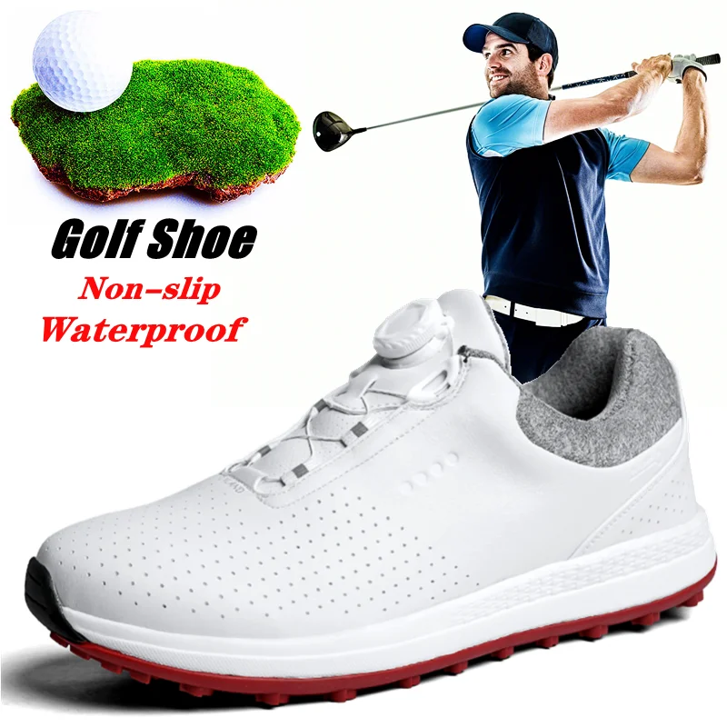 Golf Shoes Leather Waterproof Golf Sneakers Big Size 40-47 Non-slip Non-slip Studless Golf Shoes Men's Non-slip Walking Sneakers