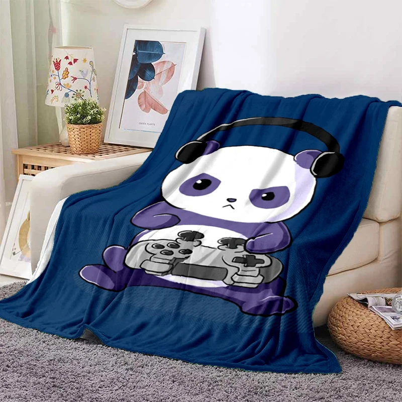 

3D Printed Panda Blanket Soft Plush Flannel Throws Blankets for Sofa Bed Couch Best Gifts All Season Light Bedroom Warm Decke