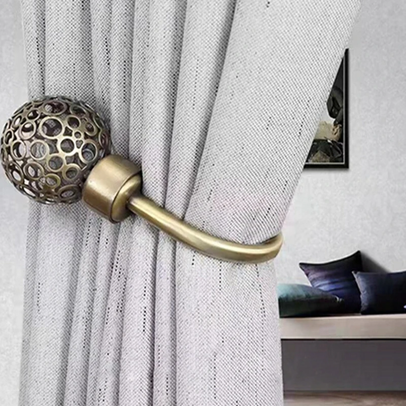 

New 1pcs Large Stylish Curtain Hold Back Metal Tie Tassel Arm Hook Loop Holder U Shaped Round Window Wall Decoration Hanger 2023
