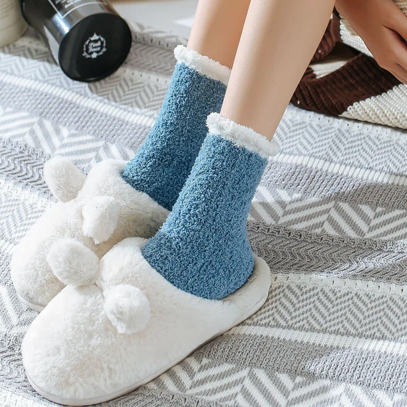 

Women's Winter Warm Thicken Thermal Socks Coral Fleece Snow Seamless Sock Velvet Soft Boots Floor Sleeping Socks Sox