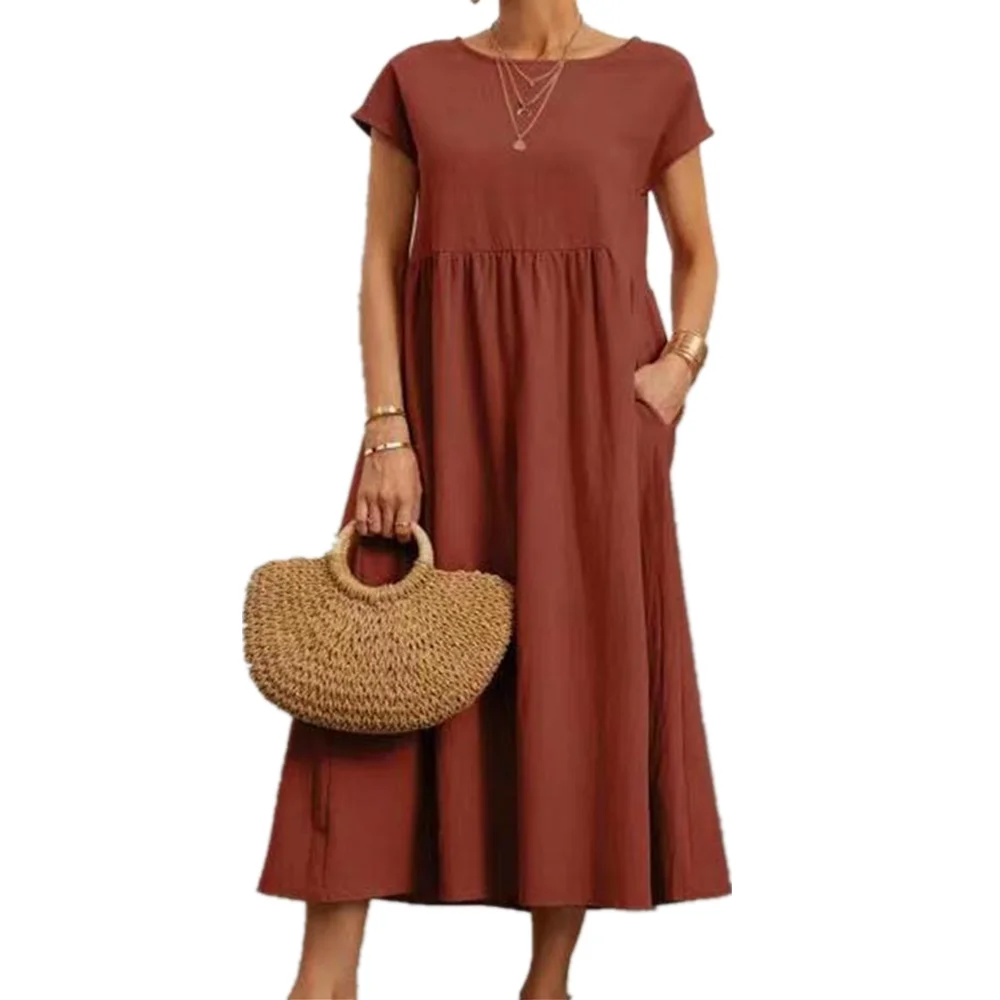 

Dress for Women Vintage Dresses Women Clothing Summer Elegant Fashion Casual Cotton Linen Streetwear Loose Comfortable Y2k