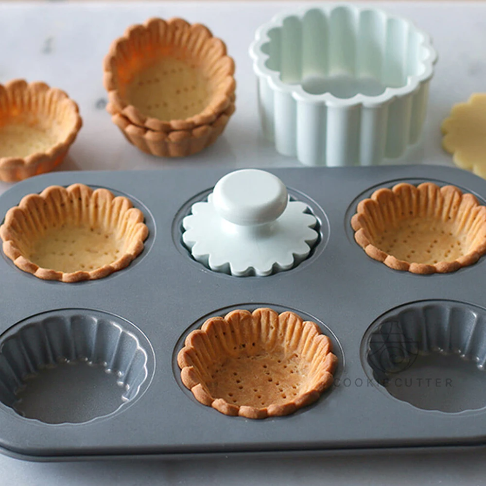 

6 Cups Cupcake Baking Tray Tools Non-stick Steel Mold Flower Tart Baking Tray Dish Muffin Cake Mould Biscuit Pan Cutter