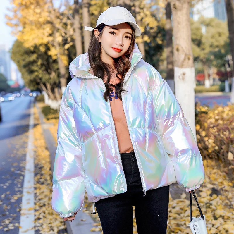 2023 New Winter Jacket Coats Women Parkas Hooded Glossy Down Cotton Jacket Warm Casual Parka Padded Cotton Coat Female
