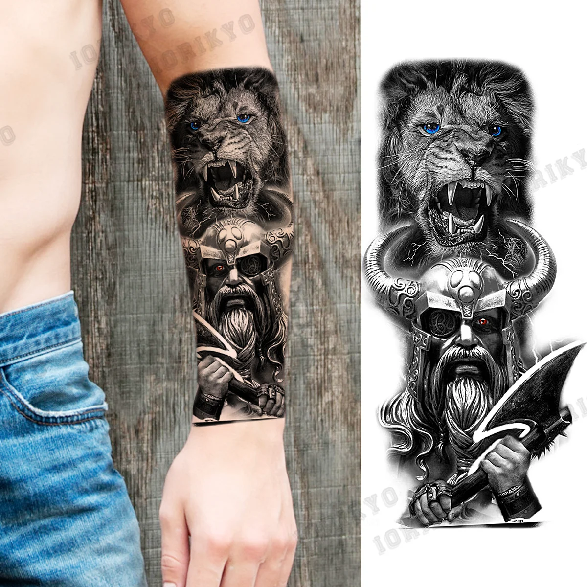 Черные временные татуировки "Атомная бомба" для мужчин, взрослых, дьяволов, пиратов, тигров, волков. Поддельные татуировки, водостойкие, как элемент украшения тела.