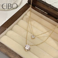 trendy simple gold plated zircon necklace ins style fashion temperament personalized collarbone chain necklaces for women