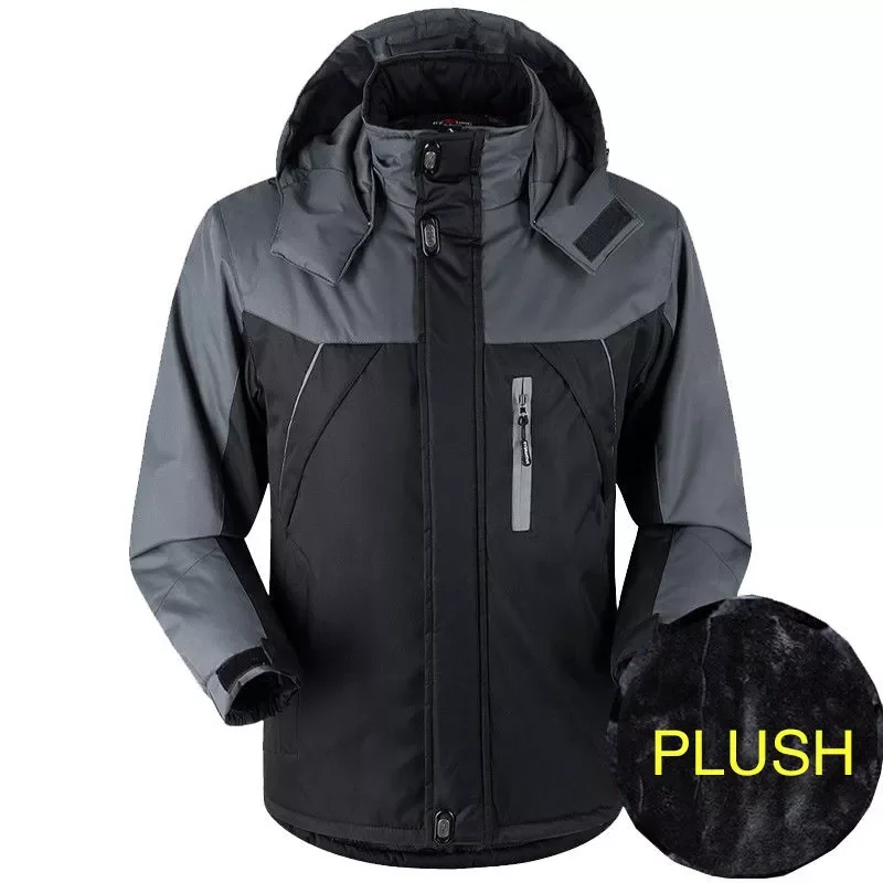 Plush Windproof Outdoor Men's Warm Cotton Coat Large Waterproof Coat Windbreaker Winter Cotton Coat