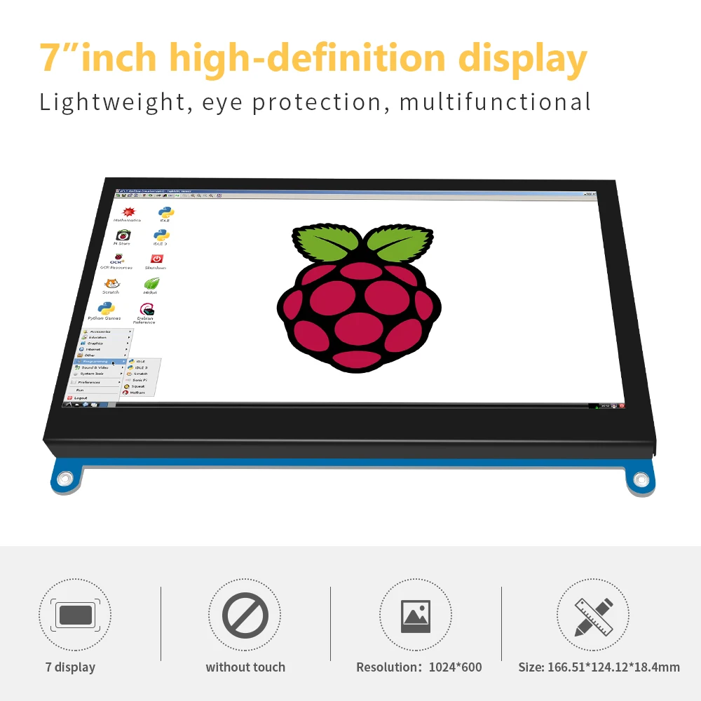 

No Touch Display Screen 7Inch TFT LCD Display Monitor for Raspberry Pi 3 2 Model B Raspberry Pi 1 model B 1024*600 RGB Pixels