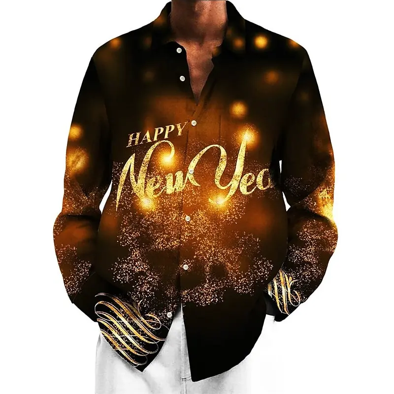 Рубашка New Year's мужская с буквенным принтом