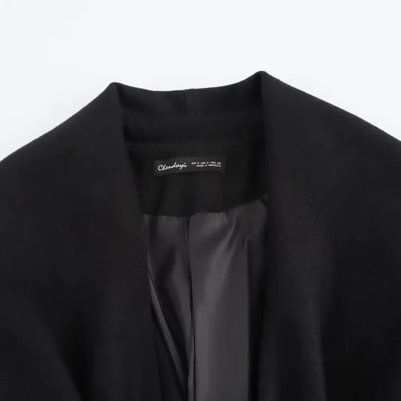 TRAF 2024 женский пиджак офисная одежда женская черная верхняя шерстяное пальто