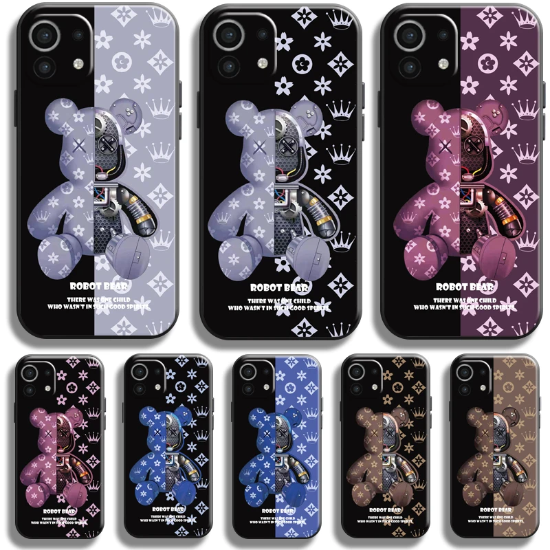 

Luxury Mechanical Bear Phone Case For Xiaomi Mi 11 11 Lite 5G Black Back Carcasa Funda Coque Bumper Ultra-Thin