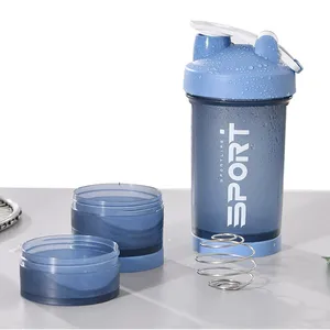 Imported 500ml Three Layers Water Bottle Shaker Sport Whey Protein Blender Bodybuilding Stirring Cup Portable