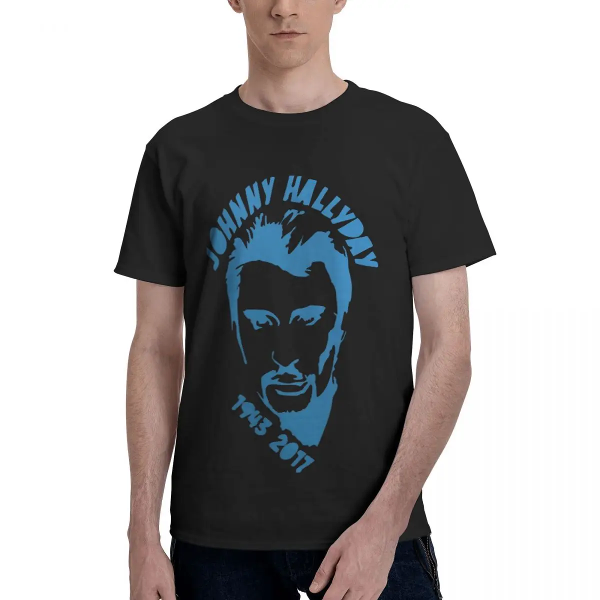 

Anime Johnny And Hallyday Sticker Funny Joke Men's Basic Short Sleeve T-Shirt men set R337 Funny Graphic Tees Tops