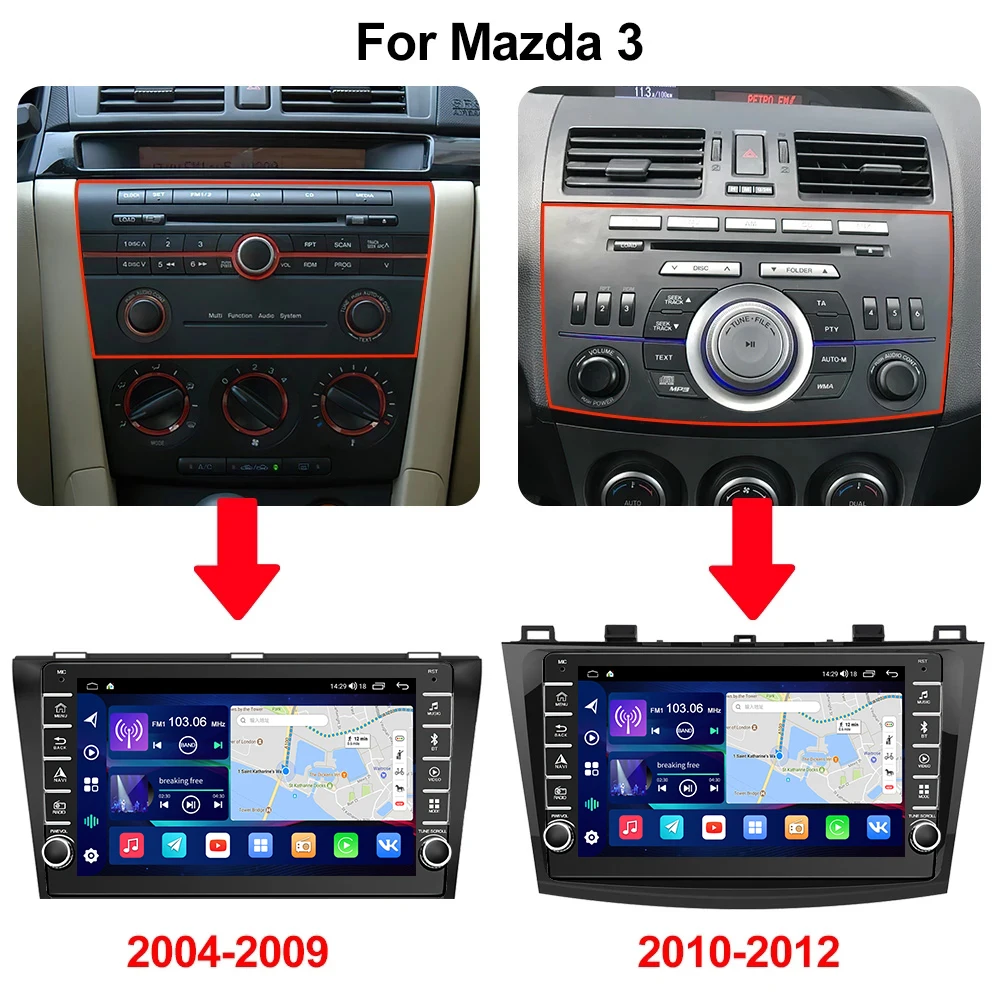 CAIXI GX9 2 din Android 12 стерео 4G для Mazda 3 2004-2013 maxx axela автомобильный радиоприемник