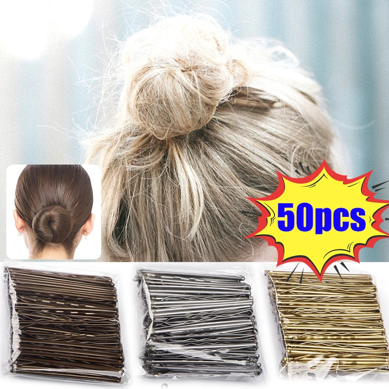 

50Pcs Gold Hairpins for Women Hair Clip Lady Bobby Pins Black Invisible Wave Hairgrip Barrette Hairclip Hair Pins Accessories