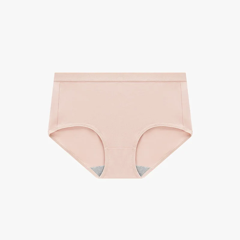 Светлые женские трусики трусы из чесаного хлопка со средней талией однотонное