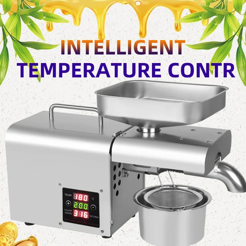 110V/220V Stainless Steel Oil Press Machine 610W Household Flaxseed Peanut Sesame Butter 3-5Kg/H