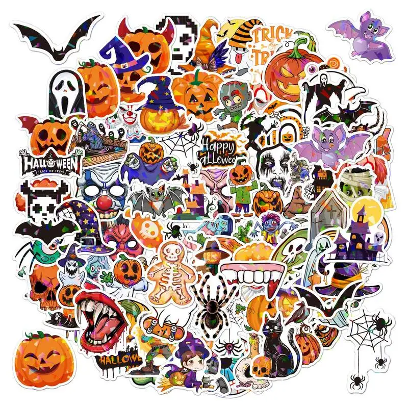 

Halloween Stickers For Kids 100 Pieces Horror Pumpkin Themed Decoration Sticker Strong Adhesion Decoration Tool For Computer