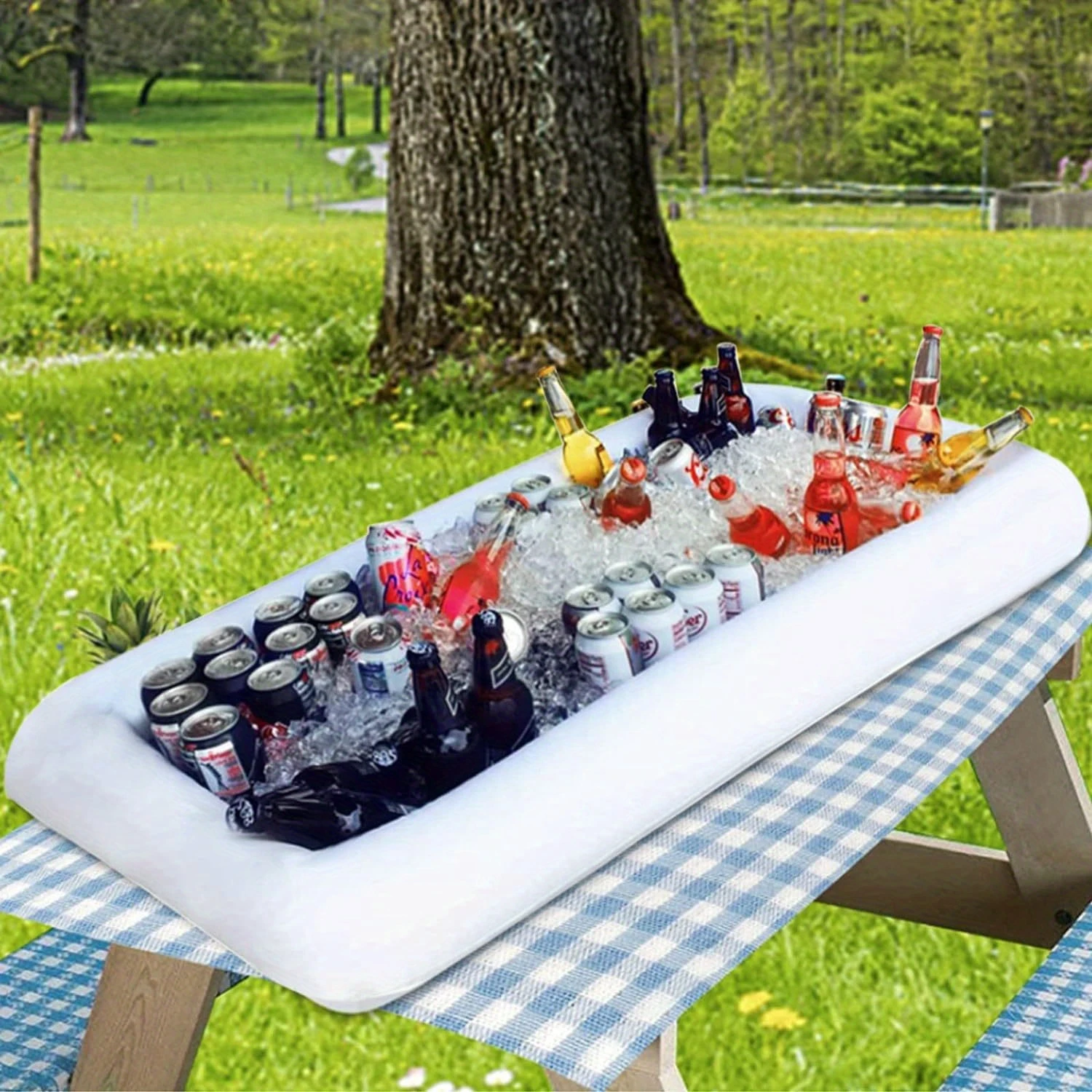 Inflatable Floating Breakfast Tray With Drain Plug - Perfect For Pool Parties Bbqs & Picnics | 53X25.6" Vinyl Food Beverage S