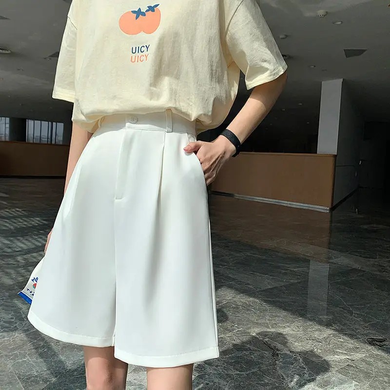 

Шорты женские с широкими штанинами, с завышенной талией, свободные, до колена